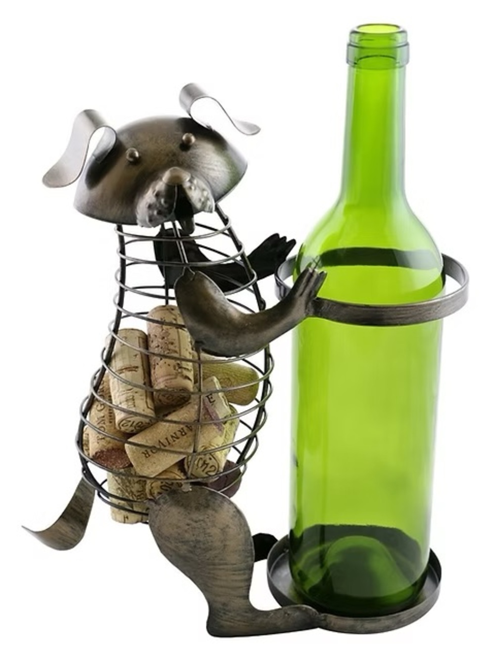 NWT Metal dog wine bottle and cork holder